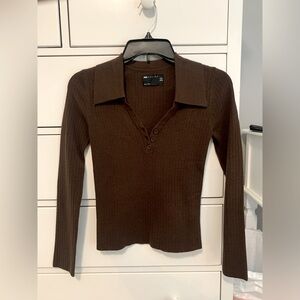ASOS Design chocolate brown ribbed sweater